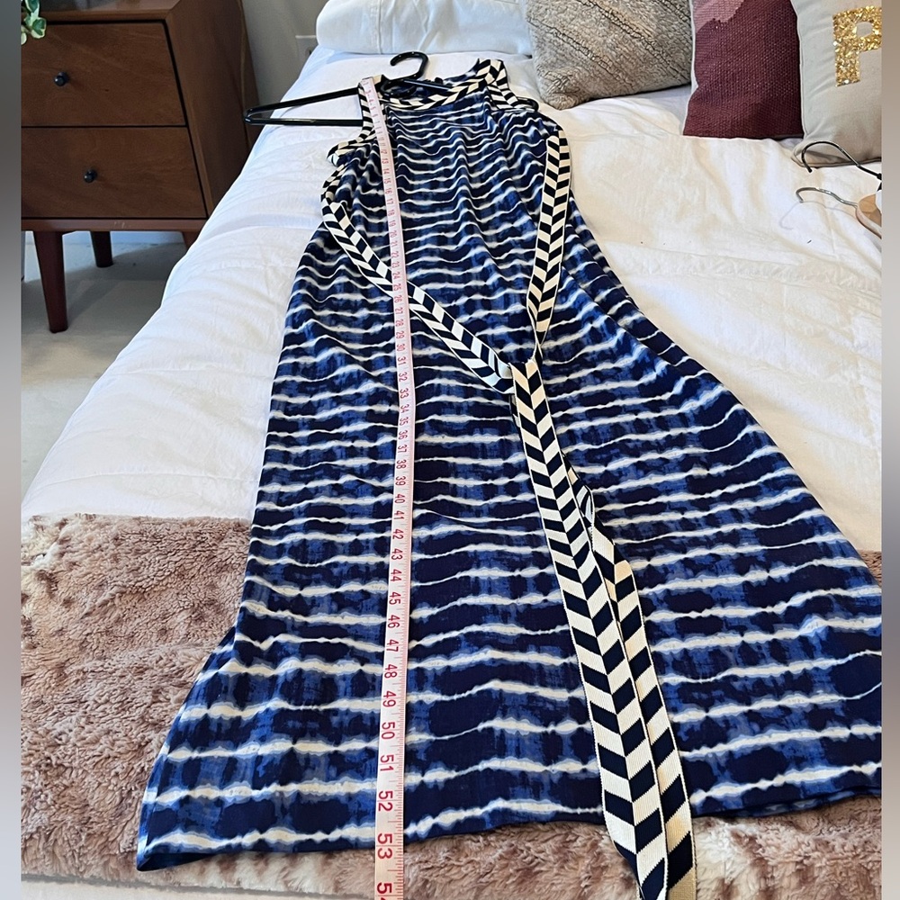 Tory Burch Navy and White Tie-Dye Racerback Maxi Dress - Picture 6 of 10